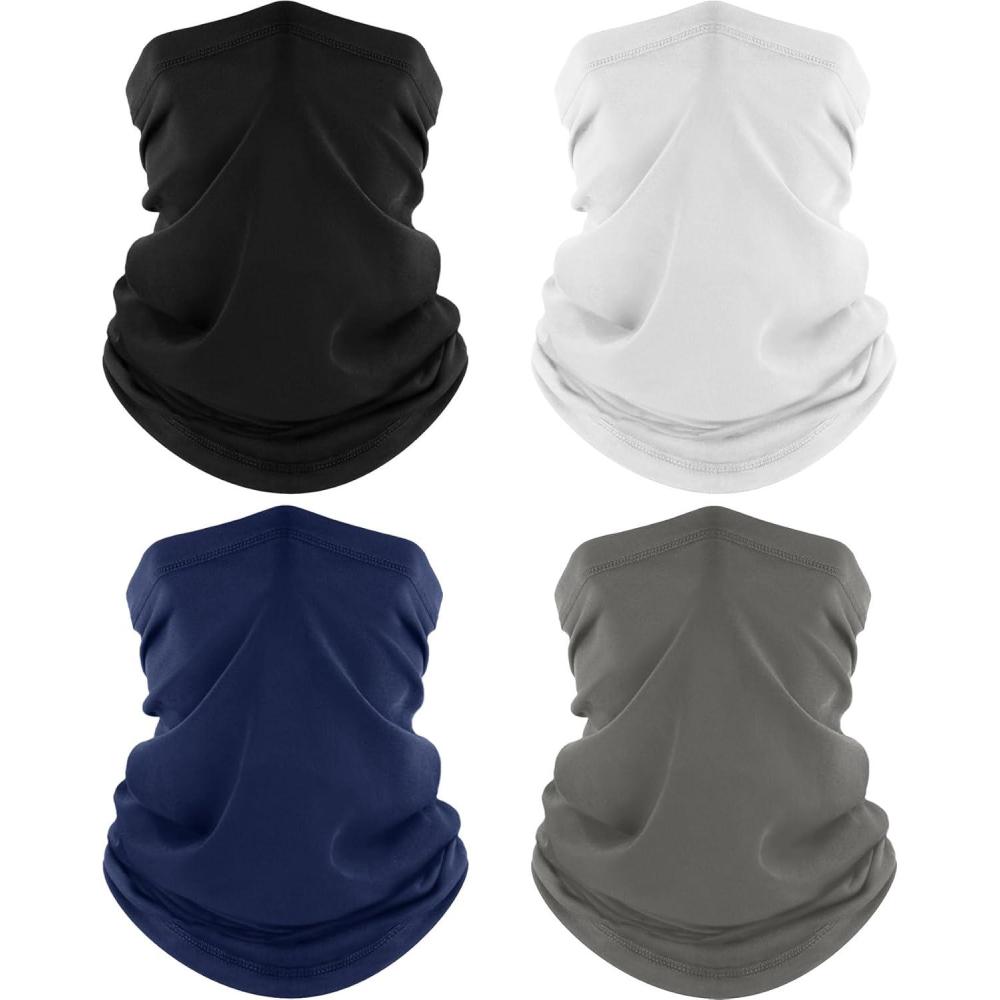 image4 Pack Neck Gaiter Cooling Breathable Face Mask UV Protection Scarf Hiking Bandana for MenWomenBlackgraywhitenavy