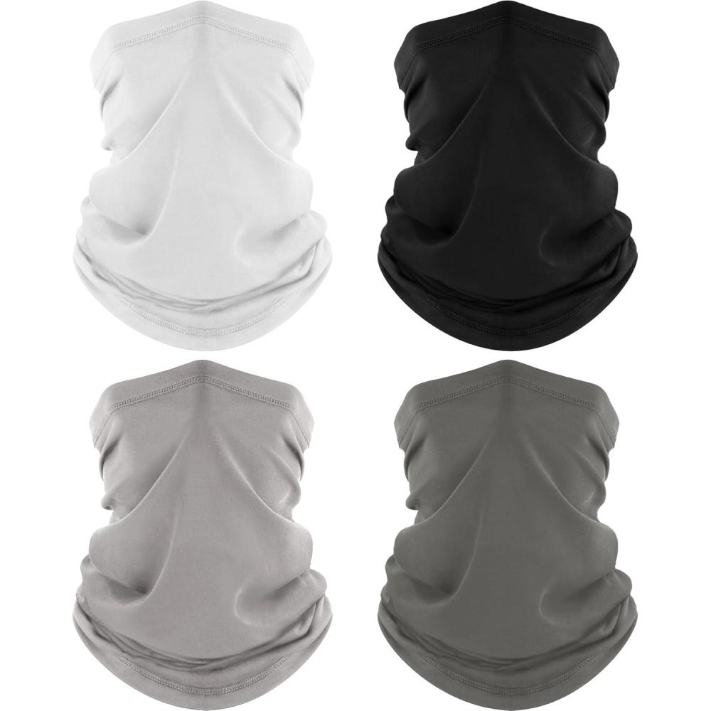image4 Pack Neck Gaiter Cooling Breathable Face Mask UV Protection Scarf Hiking Bandana for MenWomenBlackwhitegraylight Gray