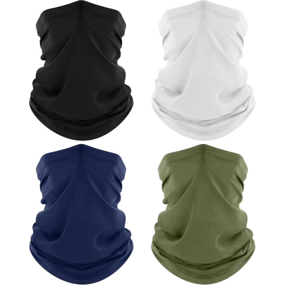 image4 Pack Neck Gaiter Cooling Breathable Face Mask UV Protection Scarf Hiking Bandana for MenWomenBlackwhitenavyarmy Green