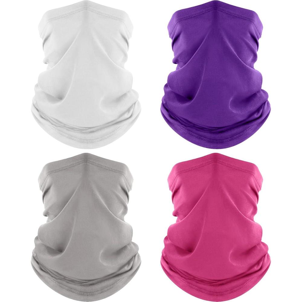 image4 Pack Neck Gaiter Cooling Breathable Face Mask UV Protection Scarf Hiking Bandana for MenWomenWhitelight Graypurplepink