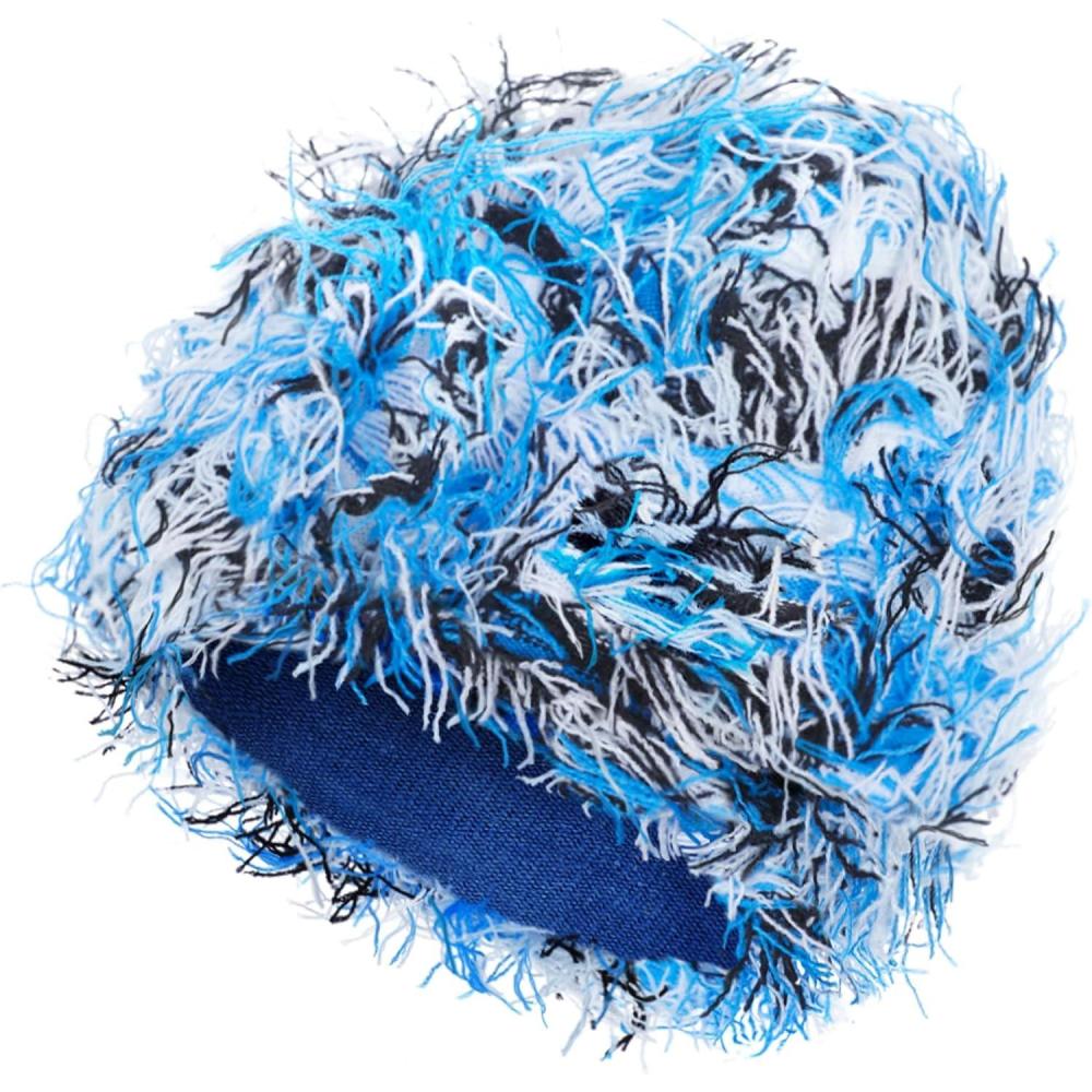 imageDistressed Beanie Fuzzy Shiesty Yeat Warm One Size for Men Women Winter Fashion Knit CapBlue Mixed