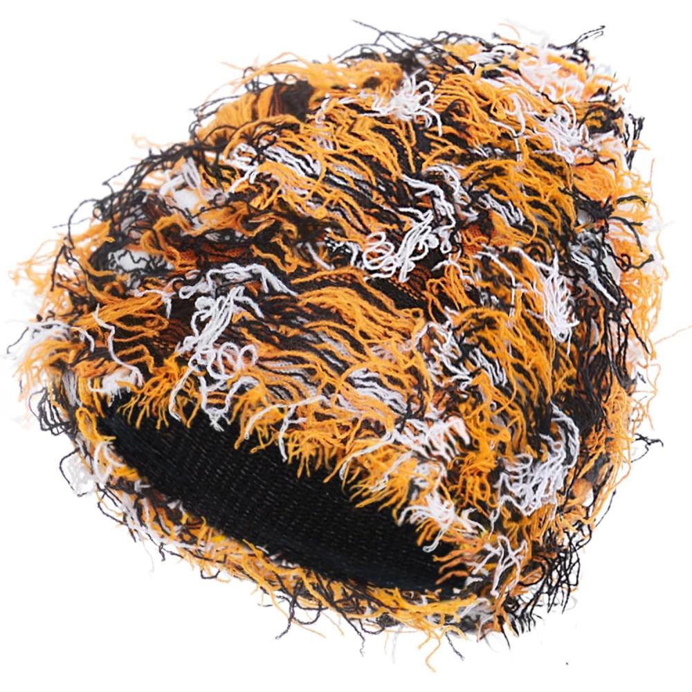 imageDistressed Beanie Fuzzy Shiesty Yeat Warm One Size for Men Women Winter Fashion Knit CapOrange Mixed