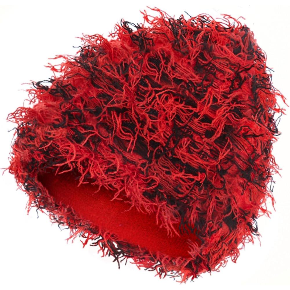 imageDistressed Beanie Fuzzy Shiesty Yeat Warm One Size for Men Women Winter Fashion Knit CapRed Mixed
