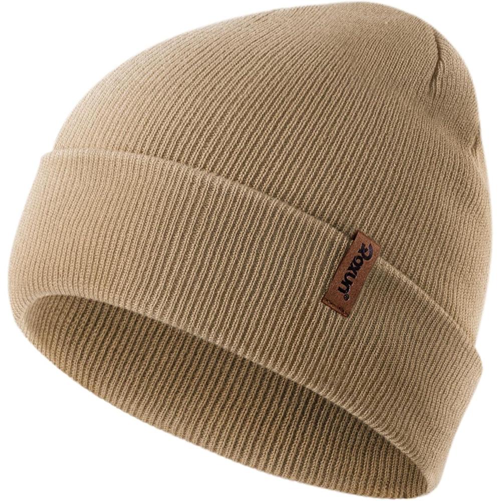imageKnit Cuffed Beanie for MenWomen Soft Warm Winter Hat Unisex Stocking CapLight Khaki