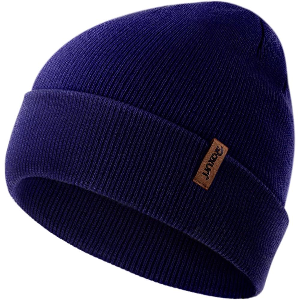 imageKnit Cuffed Beanie for MenWomen Soft Warm Winter Hat Unisex Stocking CapNavy Blue