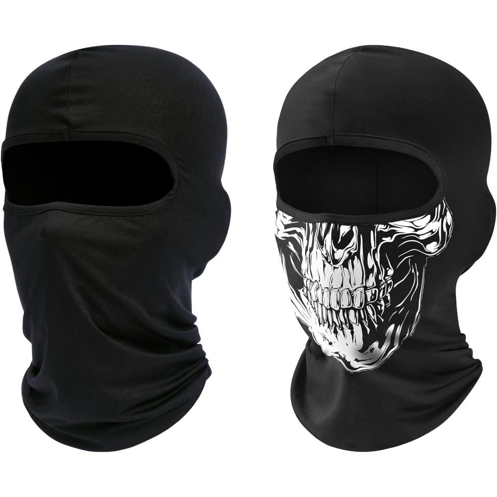 imageSki Mask Balaclava Shiesty 2 Pack Neck Gaiter Motorcycle UV Protector Cooling for MenWomenBlackskull