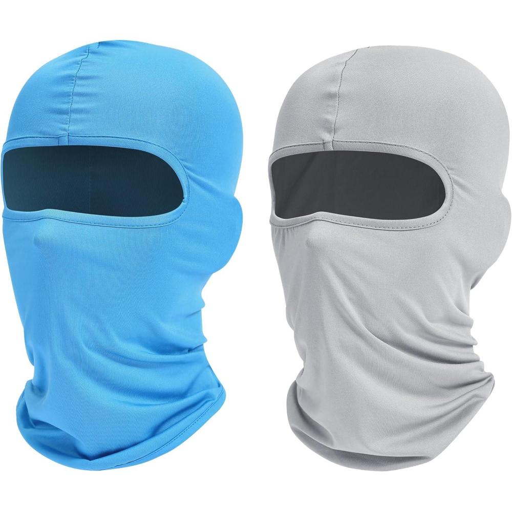 imageSki Mask Balaclava Shiesty 2 Pack Neck Gaiter Motorcycle UV Protector Cooling for MenWomenLight Bluelight Gray