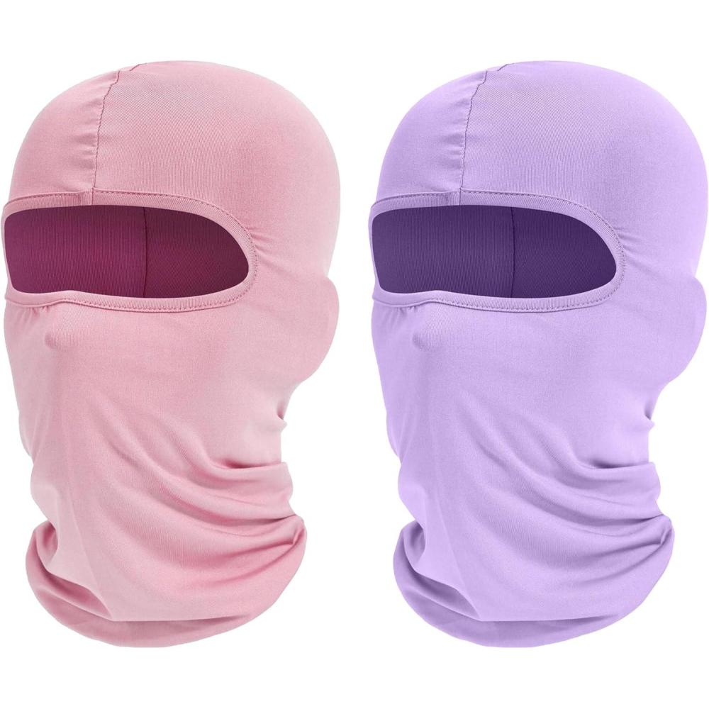 imageSki Mask Balaclava Shiesty 2 Pack Neck Gaiter Motorcycle UV Protector Cooling for MenWomenLight Pinklavender