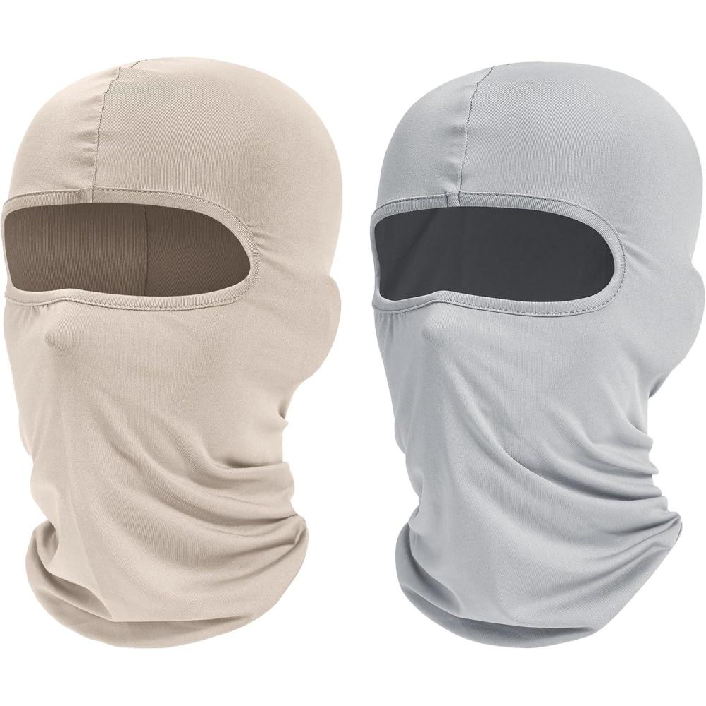 imageSki Mask Balaclava Shiesty 2 Pack Neck Gaiter Motorcycle UV Protector Cooling for MenWomenOat Whitelight Gray