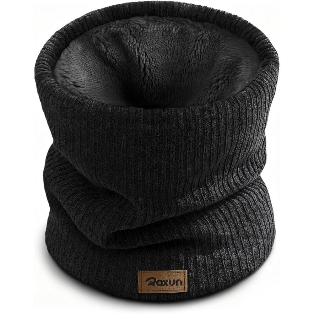 imageWinter Neck Gaiter Neck Warmer Cover Ski Gaiters for MenWomen Fleece Thick Elegant StylishBlack