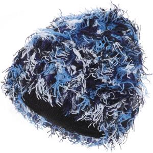 Distressed Beanie, Fuzzy Shiesty Yeat Warm One Size for Men Women Winter Fashion Knit Cap(Navy Mixed)