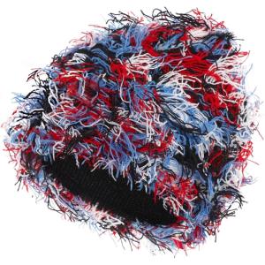 Distressed Beanie, Fuzzy Shiesty Yeat Warm One Size for Men Women Winter Fashion Knit Cap(Red Blue Mixed)