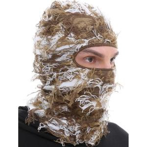 Distressed Ski Mask Balaclava, Yeat Shiesty Fluffy Knitted Full Face Mask for Men/Women(Brown Mixed)
