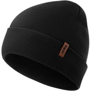Knit Cuffed Beanie for Men/Women, Soft Warm Winter Hat Unisex Stocking Cap(Black)