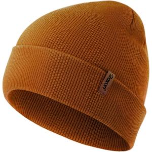 Knit Cuffed Beanie for Men/Women, Soft Warm Winter Hat Unisex Stocking Cap(Caramel)