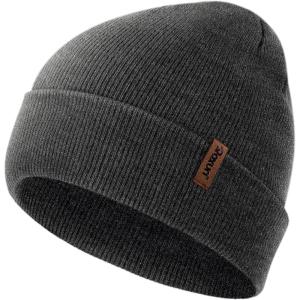 Knit Cuffed Beanie for Men/Women, Soft Warm Winter Hat Unisex Stocking Cap(Dark Gray)