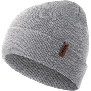 Knit Cuffed Beanie for Men/Women, Soft Warm Winter Hat Unisex Stocking Cap(Light Gray)