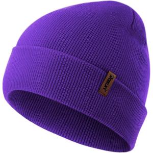 Knit Cuffed Beanie for Men/Women, Soft Warm Winter Hat Unisex Stocking Cap(Purple)