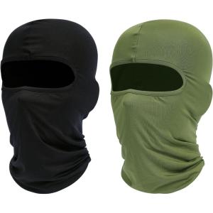 Ski Mask Balaclava Shiesty, 2 Pack Neck Gaiter Motorcycle UV Protector Cooling for Men/Women(Black+army Green)