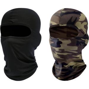 Ski Mask Balaclava Shiesty, 2 Pack Neck Gaiter Motorcycle UV Protector Cooling for Men/Women(Black+camo)