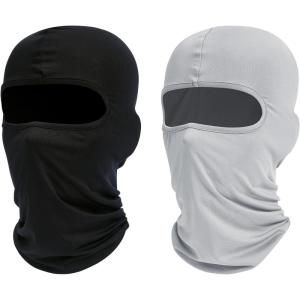 Ski Mask Balaclava Shiesty, 2 Pack Neck Gaiter Motorcycle UV Protector Cooling for Men/Women(Black+light Gray)