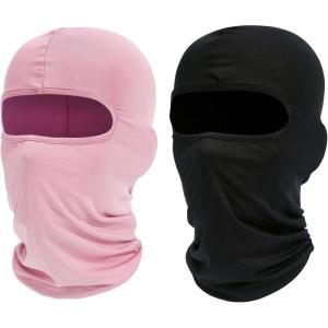 Ski Mask Balaclava Shiesty, 2 Pack Neck Gaiter Motorcycle UV Protector Cooling for Men/Women(Black+light Pink)