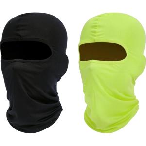 Ski Mask Balaclava Shiesty, 2 Pack Neck Gaiter Motorcycle UV Protector Cooling for Men/Women(Black+neon Yellow)