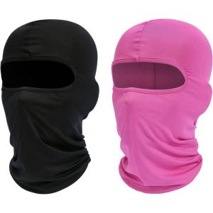 Ski Mask Balaclava Shiesty, 2 Pack Neck Gaiter Motorcycle UV Protector Cooling for Men/Women(Black+pink)