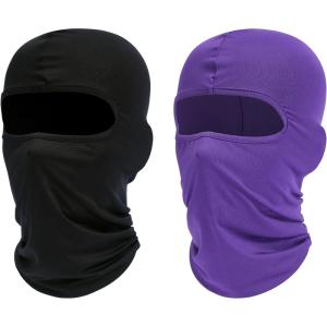 Ski Mask Balaclava Shiesty, 2 Pack Neck Gaiter Motorcycle UV Protector Cooling for Men/Women(Black+purple)