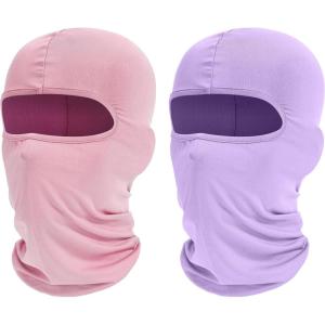 Ski Mask Balaclava Shiesty, 2 Pack Neck Gaiter Motorcycle UV Protector Cooling for Men/Women(Light Pink+lavender)