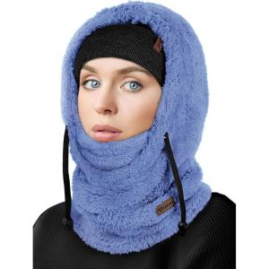 Ski Mask Fleece Balaclava, Windproof Face Mask Winter Warm Neck Cover Helmet Hood for Men Women(Cerulean)