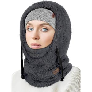 Ski Mask Fleece Balaclava, Windproof Face Mask Winter Warm Neck Cover Helmet Hood for Men Women(Charcoal Gray)