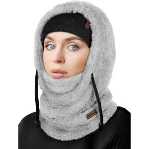 Ski Mask Fleece Balaclava, Windproof Face Mask Winter Warm Neck Cover Helmet Hood for Men Women(Light Gray)