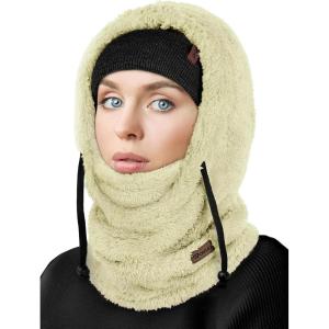 Ski Mask Fleece Balaclava, Windproof Face Mask Winter Warm Neck Cover Helmet Hood for Men Women(Pastel Lemon)