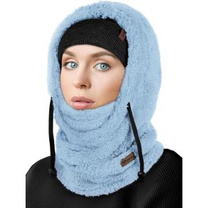 Ski Mask Fleece Balaclava, Windproof Face Mask Winter Warm Neck Cover Helmet Hood for Men Women(Powder Blue)