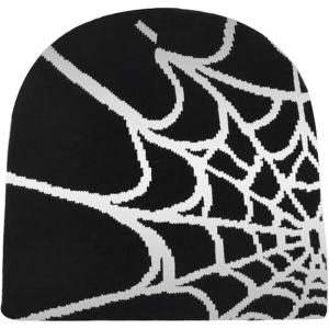 Bonnet Y2k, Bonnet Imprimé Lettre,Bo-nnet Spider Web Bonn-et M-EA Y2K, Bon-Net Tricoté pour Femme et Homme, Bonnets Souples et Bonnets en Tricot pour Unisexe…(Noir et blanc)