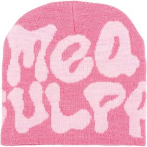 Bonnet Y2k, Bonnet Imprimé Lettre,Bo-nnet Spider Web Bonn-et M-EA Y2K, Bon-Net Tricoté pour Femme et Homme, Bonnets Souples et Bonnets en Tricot pour Unisexe…(Rose)
