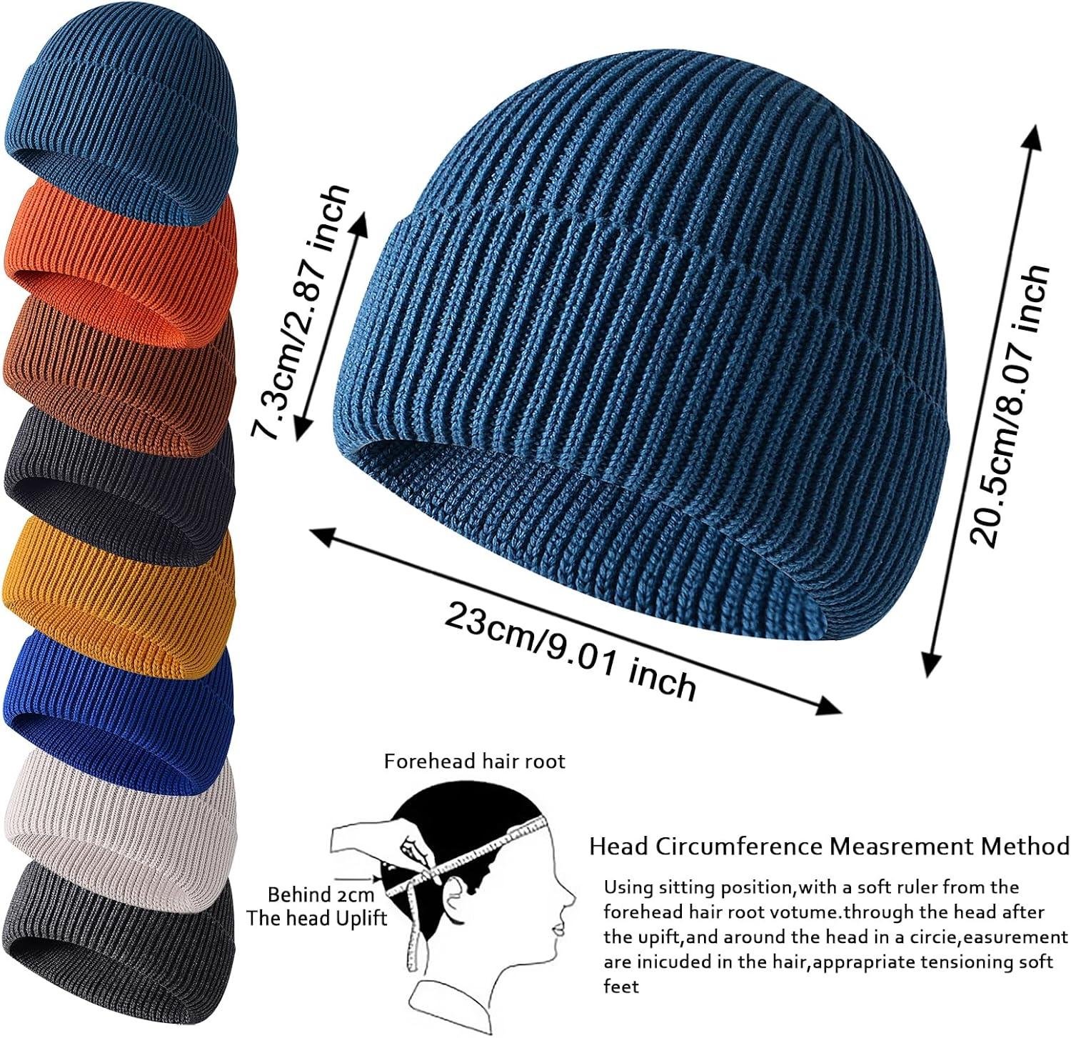 imageEnwokran Bonnet Tricot Hiver Bord Pliable Unisexe Chapeau Revers Extensible Respirant Doux et Chaud Rtro sans Bord Casquette Idal pour lAutomne et lHiverPaon Bleu