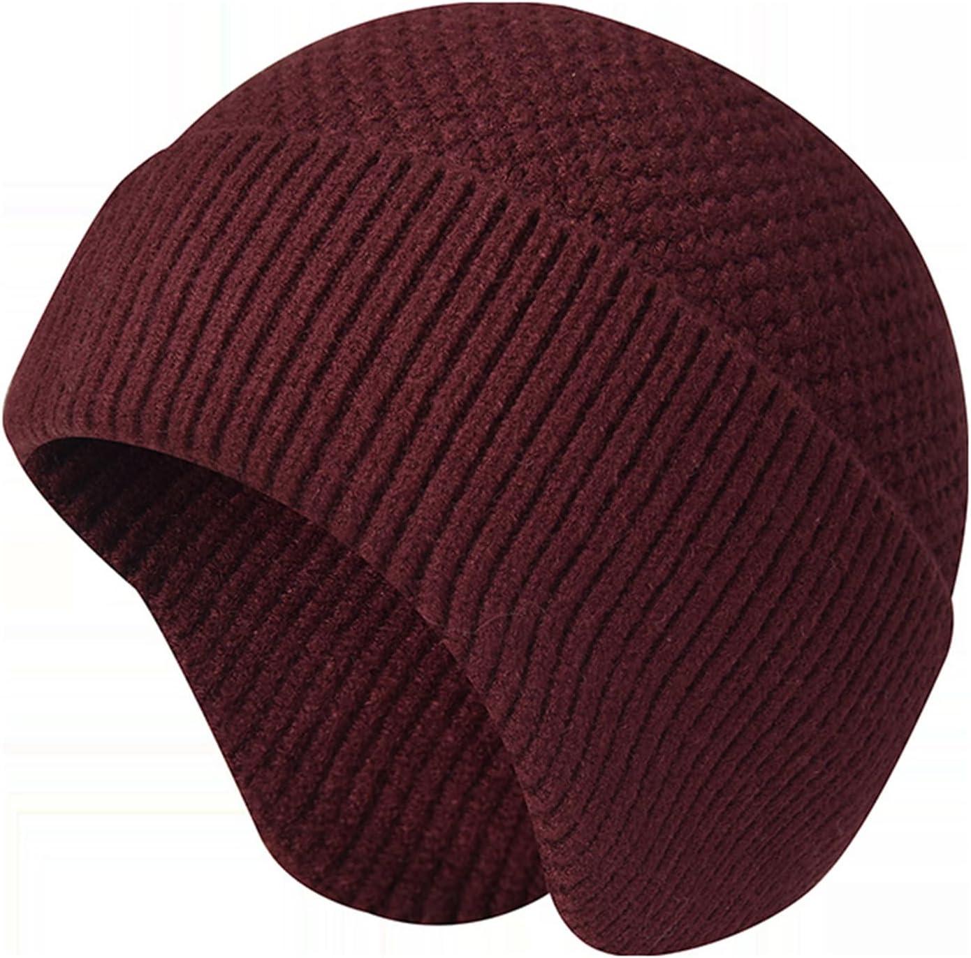 imageEnwokran Bonnet dhiver chaud unisexe extensible coupevent avec cacheoreilles en tricot avec cacheoreilles pour la course pied la pche le ski le cyclisme les sports de plein airBordeaux