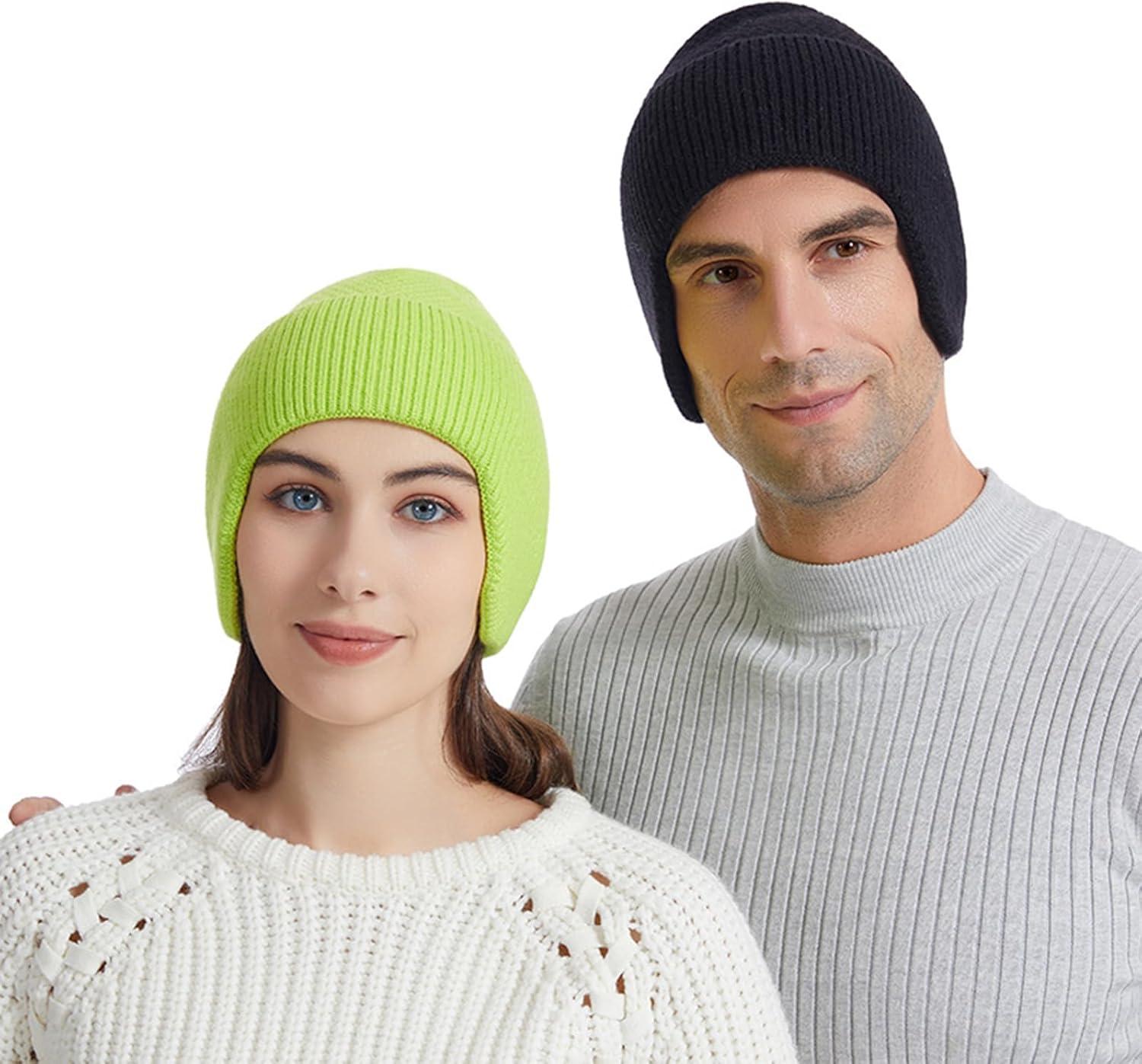 imageEnwokran Bonnet dhiver chaud unisexe extensible coupevent avec cacheoreilles en tricot avec cacheoreilles pour la course pied la pche le ski le cyclisme les sports de plein airBordeaux