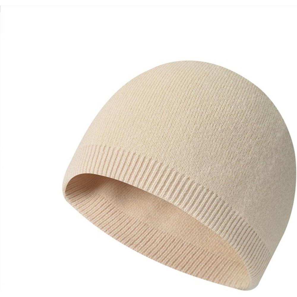 imageChapeau Tricot Chaud La pour Hommes Et Femmes Petit en Laine Dcontract Bonnet Coton Doux Peau Unisexe Hiver Femme Court Homme Doubl Polaire Laine Noir Blanc Casquette Les BonnetsBeige