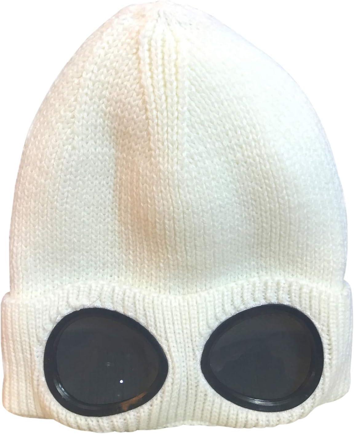 imageBonnet dhiver tricot avec lunettes unisexeBlanc