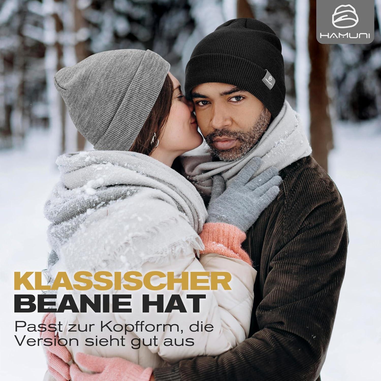 imageBonnet pour homme et femme Bonnet chaud unisexe classique Bonnet dhiver tricot extensible en acrylique souple Chapeau vintage Couleur unie Bonnet tricotNoir