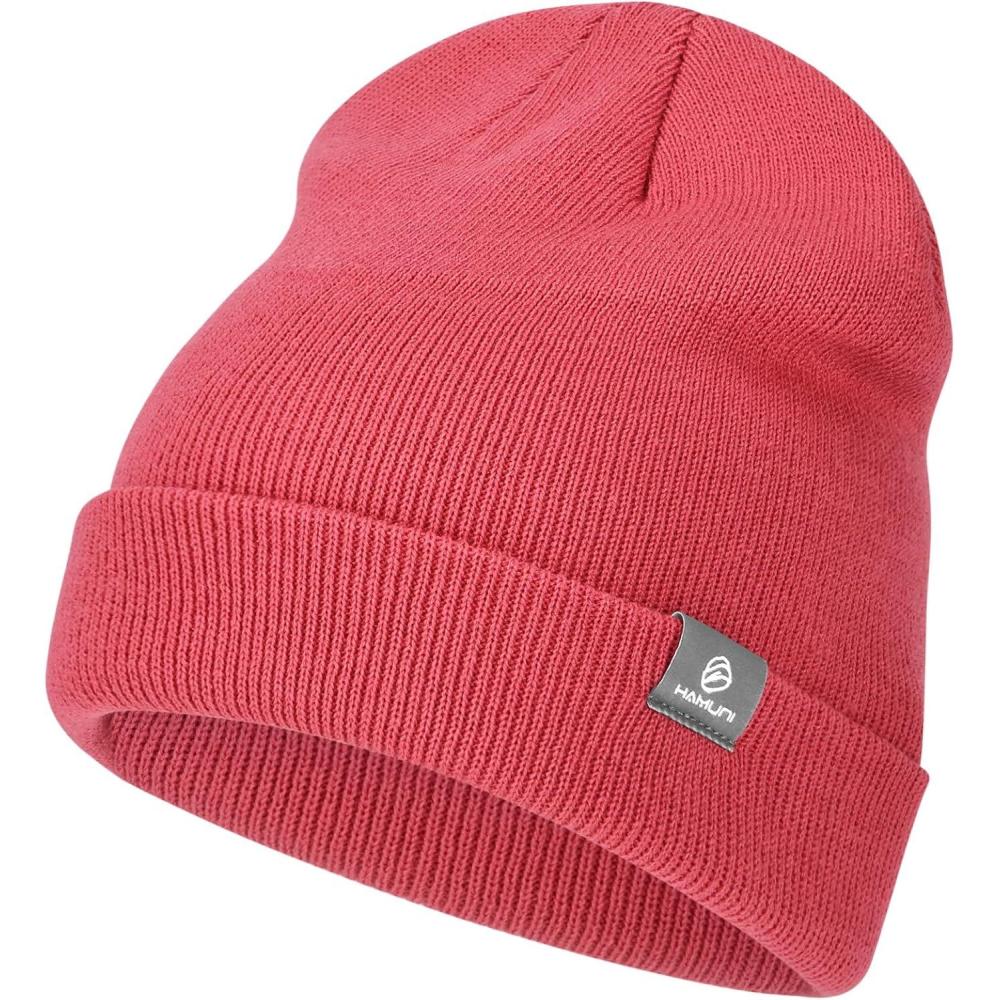 imageBonnet pour homme et femme Bonnet chaud unisexe classique Bonnet dhiver tricot extensible en acrylique souple Chapeau vintage Couleur unie Bonnet tricotRouge
