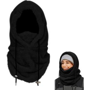 D&rsquo;hiver En Polaire Chaud Homme Femme, Chapeau En Polaire Avec Cache Cou, Multifonction Coupe Vent Thermique, Pour Sports De Plein Air Ski Moto Camping Randonnée Homme Et Femme, Noir, Taille Unique