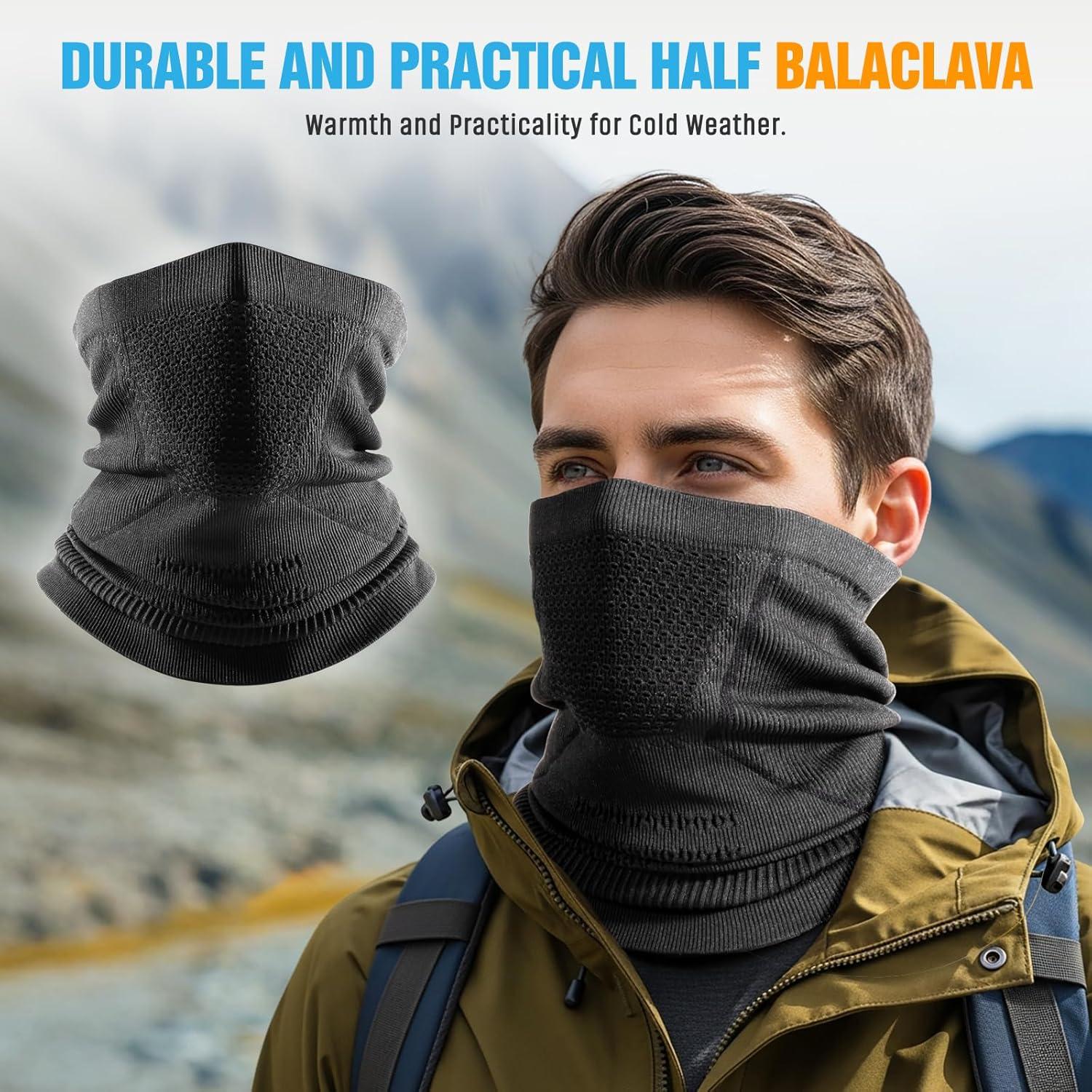 imageCache Cou Homme Hiver Tour de Cou Moto Thermique Polaire CoupeVent Ski CacheCou Sport Masque Respirant lastique Unisexe Cagoule pour Moto Ski Vlo et RandonneNoir