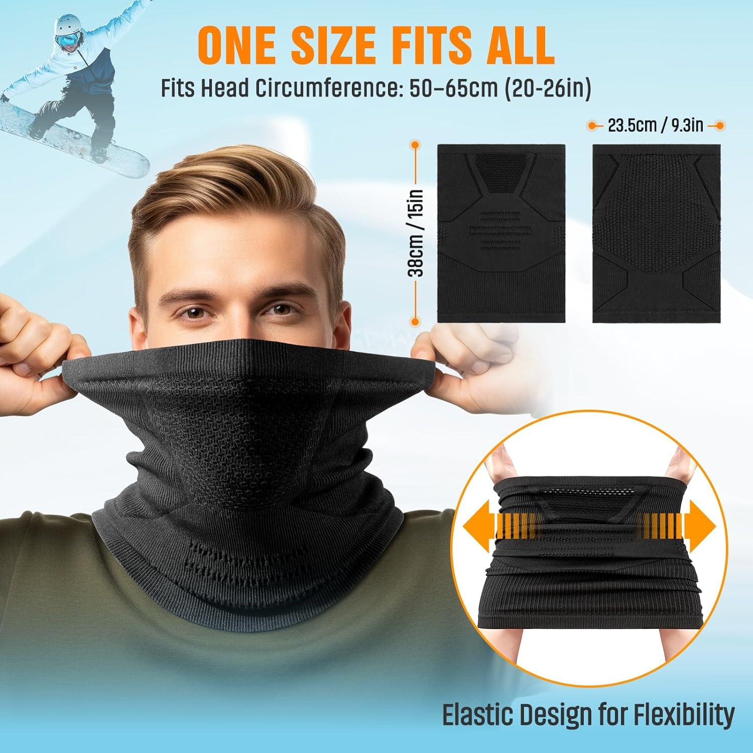 imageCache Cou Homme Hiver Tour de Cou Moto Thermique Polaire CoupeVent Ski CacheCou Sport Masque Respirant lastique Unisexe Cagoule pour Moto Ski Vlo et RandonneNoir