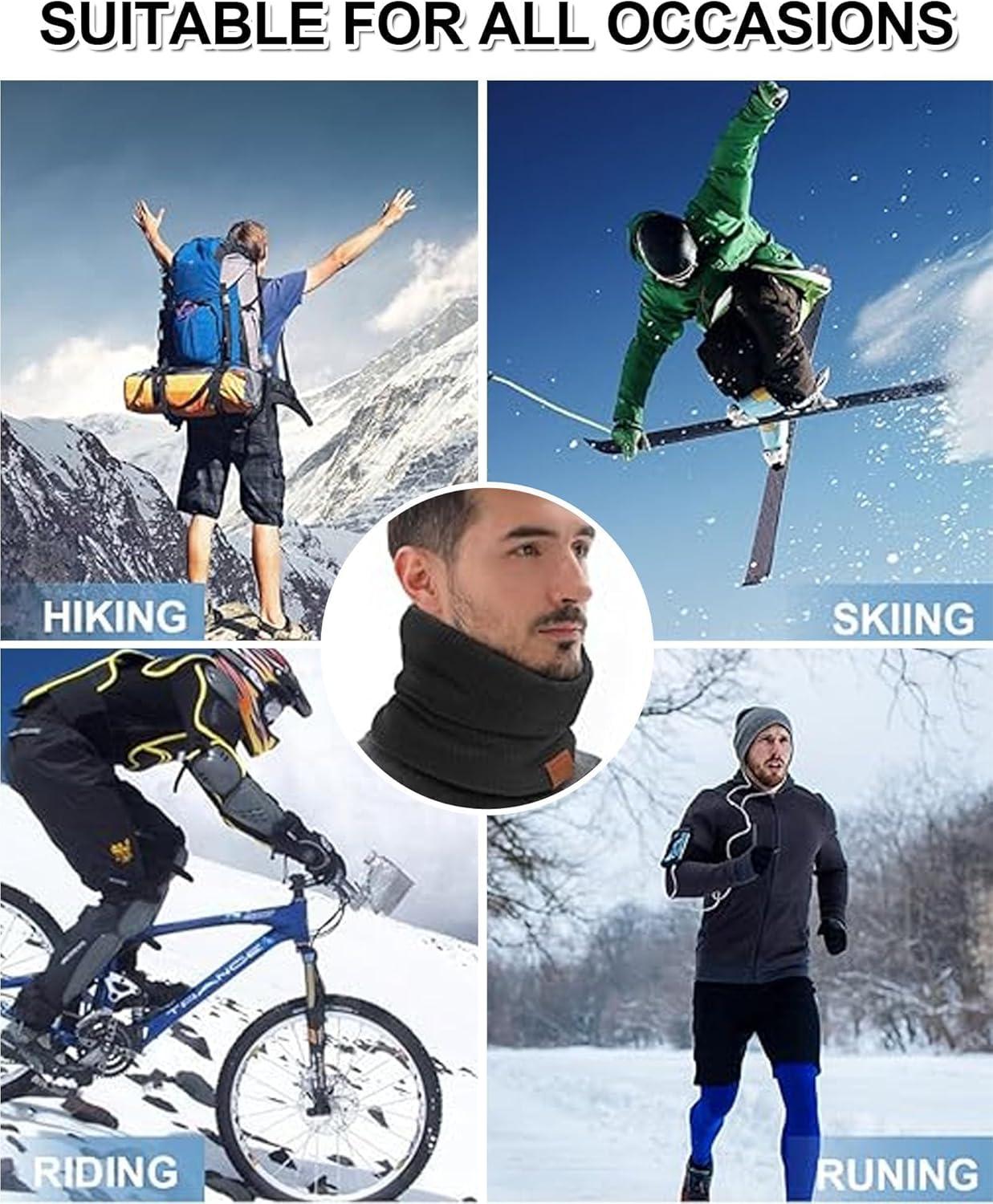 imageKavya Cache Cou Homme Femme Tour de Cou Homme Tricot Cache Cou Moto Rembourr Echarpe Homme Hiver Convient Pour Le Ski et Le CyclismeNoir