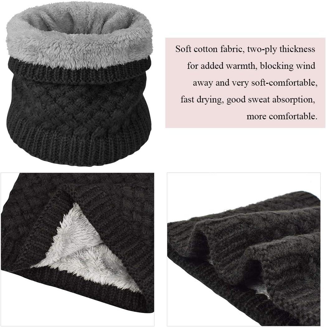 imageYuson Girl Hiver Col charpe Chauffant Tour De Cou Tricot Avec Doubl Polaire Chaud CacheCol pais Foulard Tube charpe Ronde Pour Femme HommeB