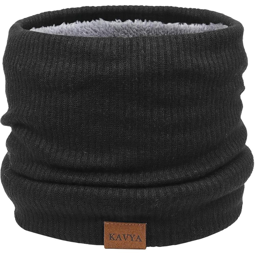 imageKavya Cache Cou Homme Femme Tour de Cou Homme Tricot Cache Cou Moto Rembourr Echarpe Homme Hiver Convient Pour Le Ski et Le CyclismeNoir
